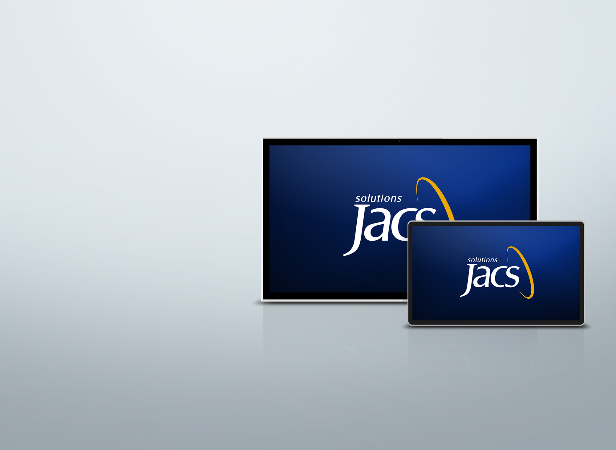 Two JACS Solutions touch screen displays overlapped in studio.