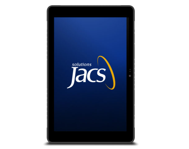 TT1001 Tablet with JACS Solutions logo on blue background