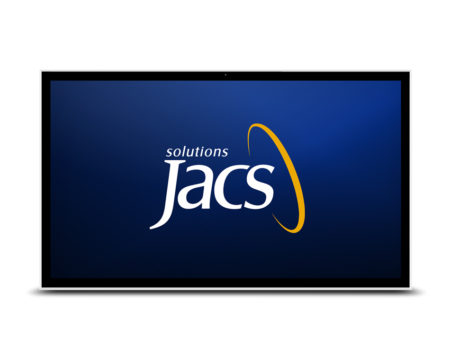 TS5503 Display with JACS Solutions logo on blue background